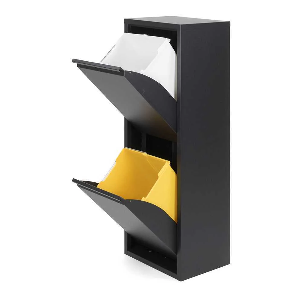 Armário Metálico de Reciclagem 2 Gavetas Preto 92x35x25cm