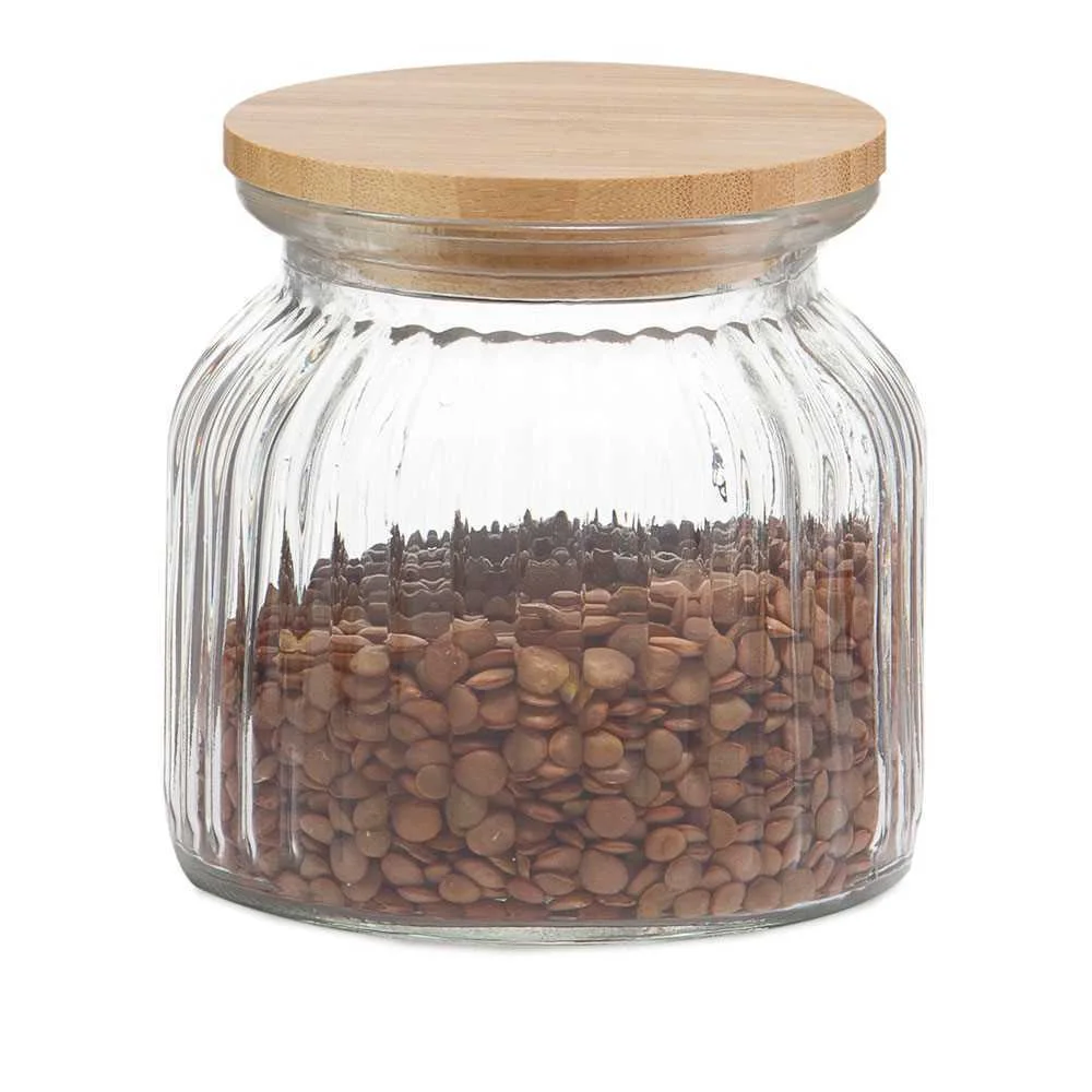 Frasco de Vidro e Bambu para Cozinha 600ml Ms72136 Andrea House