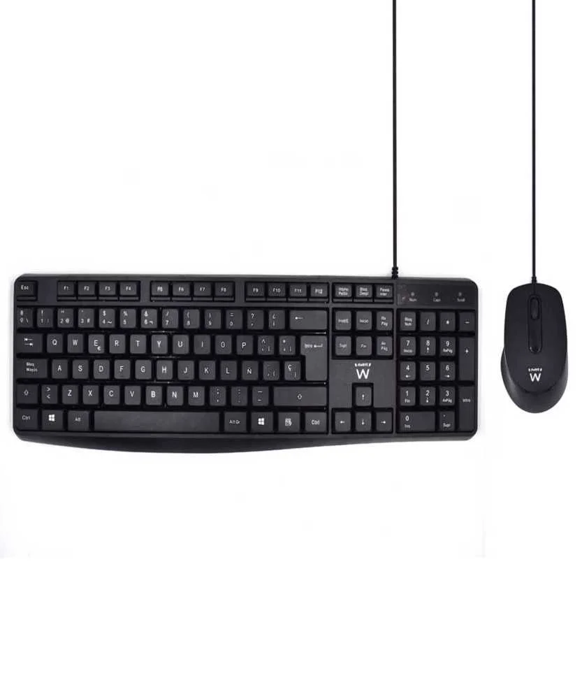 Teclado e Rato Ewent Ew3006 Preto Qwerty Espanhol 