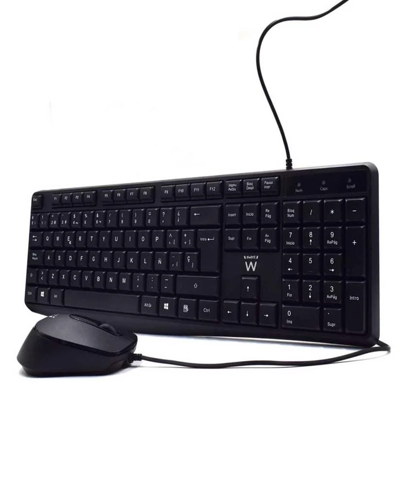Teclado e Rato Ewent Ew3006 Preto Qwerty Espanhol 