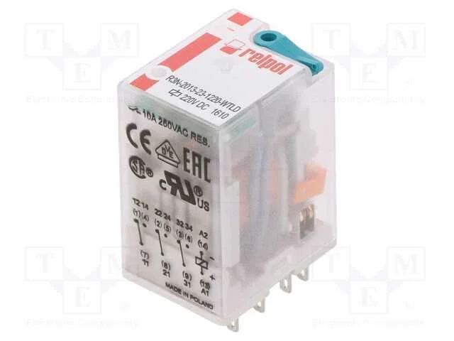 Relé: eletromagnético, 3PDT, Ubobina : 220VDC, Ic.
