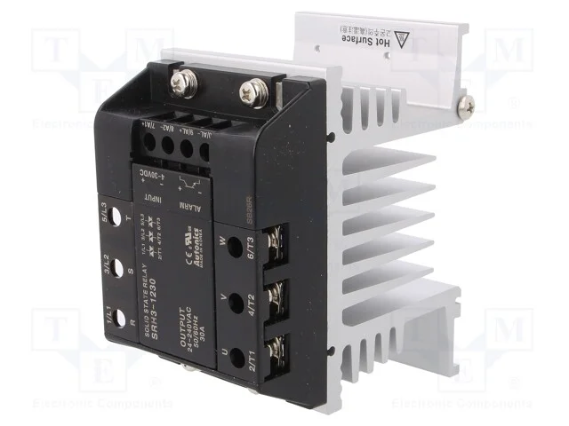 Relé: semicondutores, 30A, Ucom: 24÷240VAC, 3-fás.