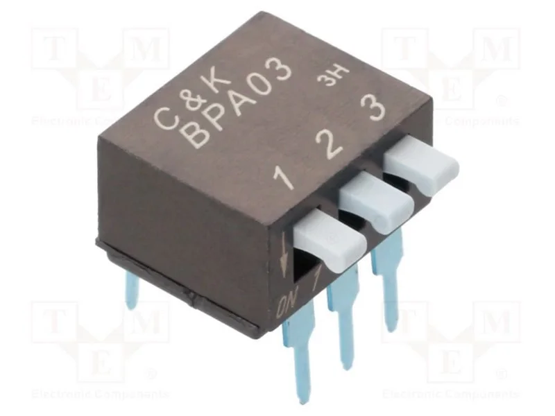 Interruptor: DIP-SWITCH, Quantidade de secções: 3.