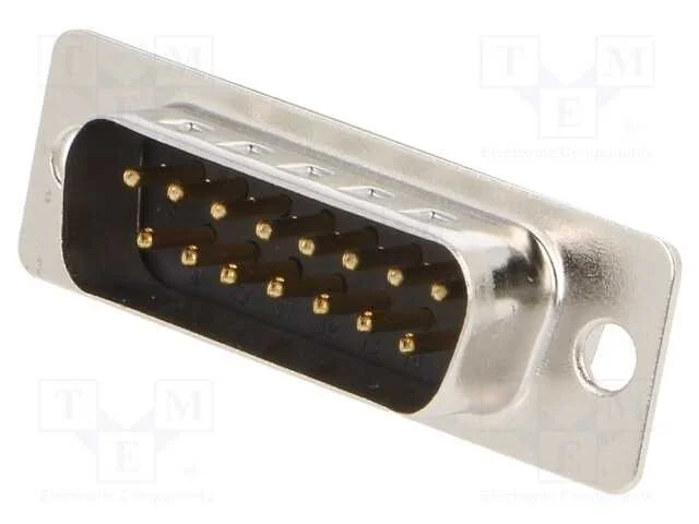 D-Sub, Pin: 15, Macho, com Cabo, Solda, 3a, Cobertura: Gold Flash