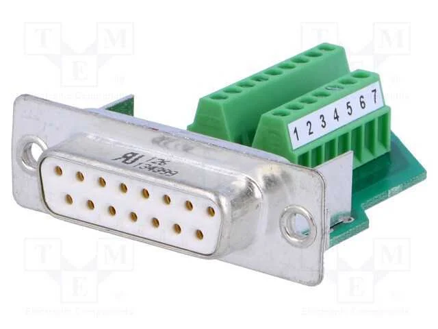 D-Sub, Pin: 15, Ficha, Fêmea, com Cabo, Terminal Parafusado, 5a, 60v