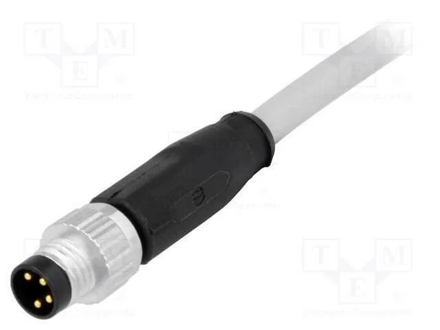Conector: M8, Macho, Pin: 4, Simples, com Cabo, Ficha, 0,5m, Pvc