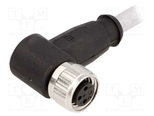 Conector: M8, Fêmea, Pin: 3, Angulares 90, com Cabo, Ficha, 1m, Pvc