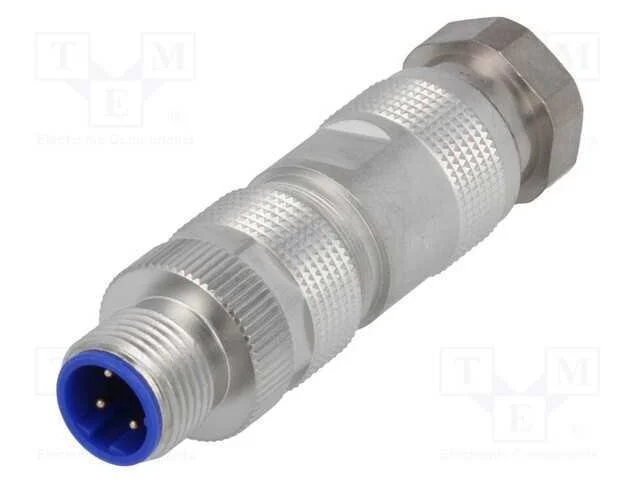 Ficha, M12, Pin: 4, Macho, Código D-Ethernet, com Cabo, Idc, Simples