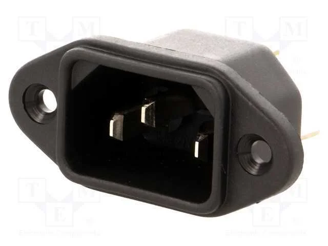 Conector: de alimentação, tomada, macho, 10A, 250.