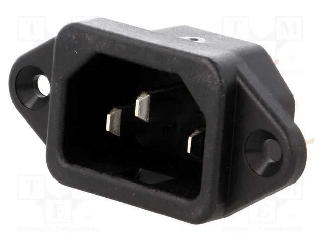 Conector: de alimentação, tomada, macho, 10A, 250.