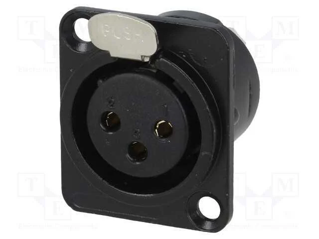 Tomada, Xlr, Fêmea, Pin: 3, Solda, Preta, Metal, Norma Xlr