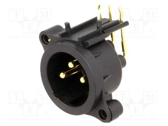 Tomada, Xlr, Macho, Pin: 3, Angulares 90, Tht, Preta, 6a