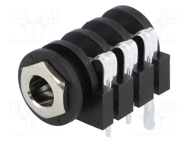 Tomada, Jack 6,3mm, F&ecirc;mea, Stereo,Com Interruptor Duplo, Tht