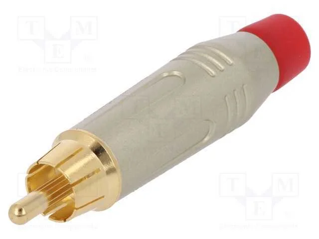 Ficha, Rca, Macho, Simples, Solda, Cinzenta, Dourado, com Cabo