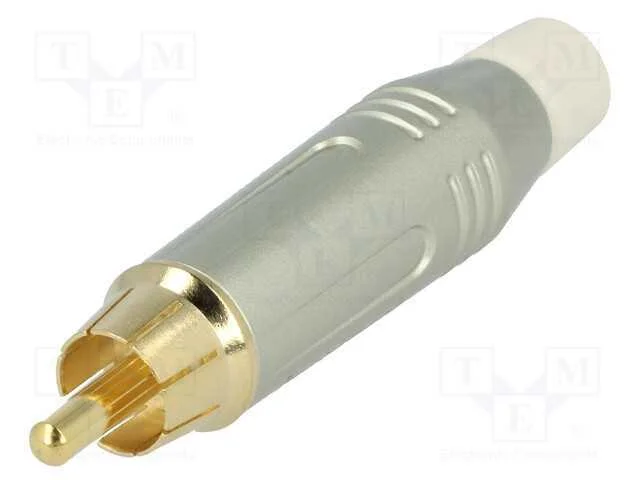 Ficha, Rca, Macho, Simples, Solda, Cinzenta, Dourado, com Cabo
