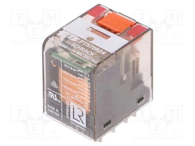 Relé: eletromagnético, 4PDT, Ubobina: 24VAC, Icon.