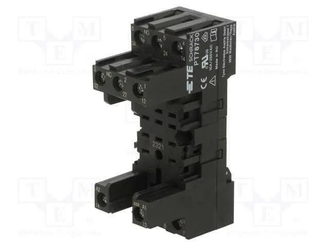 Base, PIN: 11, 12A, 250VAC, para trilho DIN, term.