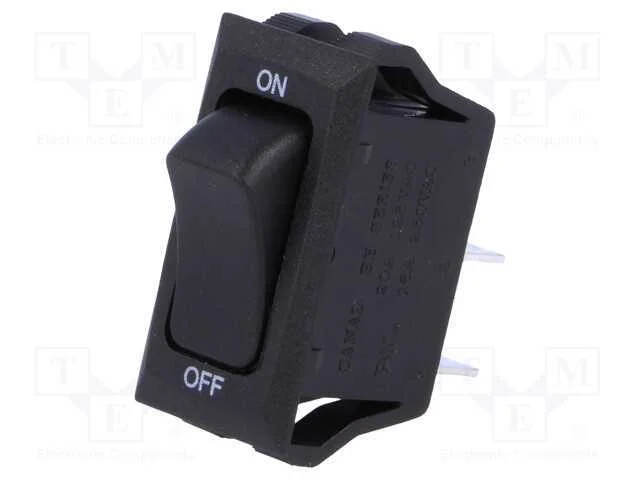 ROCKER, SPST, Pos: 2, ON-OFF, 16A/250VAC, preto-v.