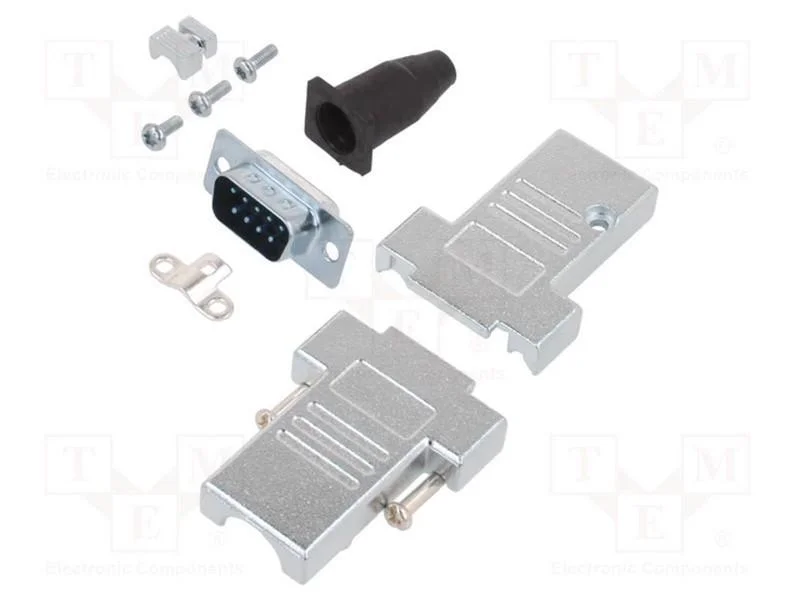 D-Sub, Pin: 9, Ficha, Macho, Solda, com Cabo, Preta