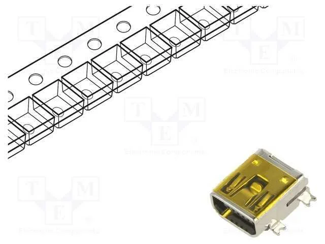 Tomada, USB C, SMT, PIN: 5, horizontais