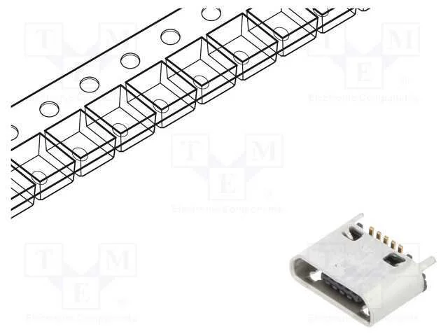 Tomada, Usb B Micro, Smt, Pin: 5, Verticais, Usb 2.0, 1,8a