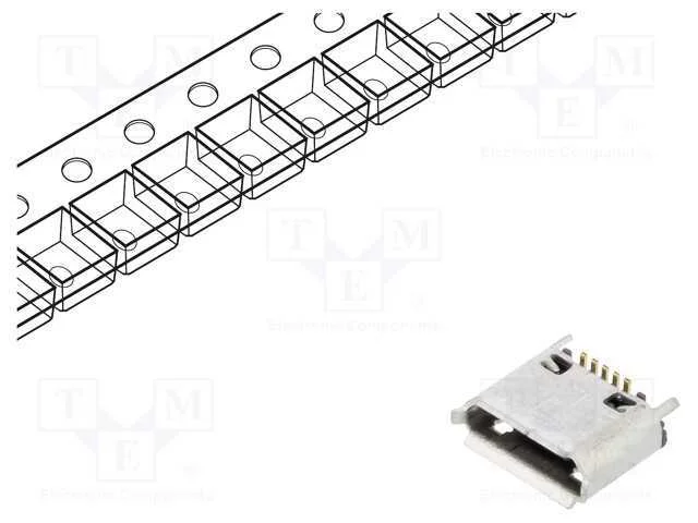 Tomada, Usb B Micro, Smt, Pin: 5, Verticais, Usb 2.0, 1,8a
