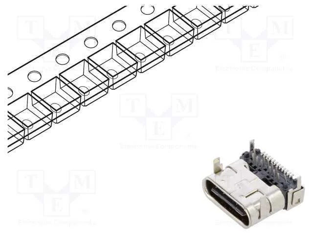 Tomada, Usb C, Hybrid Smt/Tht, Pin: 24, Horizontais, Usb 3.2, 5a