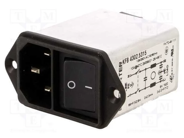 Conector: de alimentação, tomada, macho, 10A, 250.