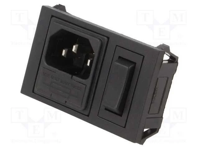 Conector: de alimentação, tomada, macho, 10A, 250.