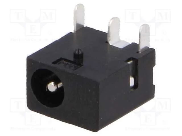 Tomada, de alimentação DC, macho, 3,5/1,3mm, THT,.