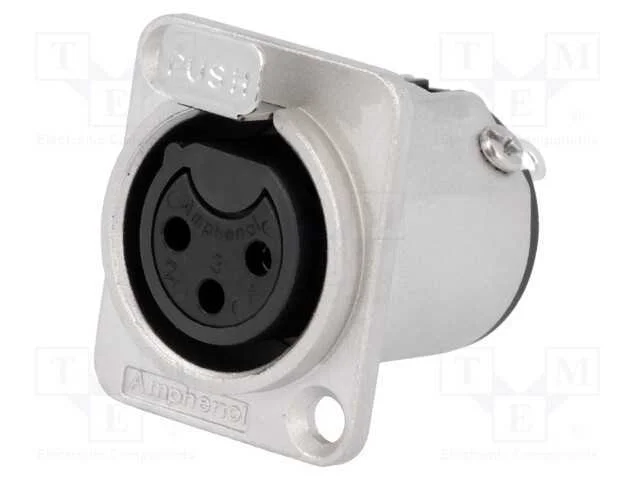 Tomada, Xlr, Fêmea, Pin: 3, Simples, com o Botão, Solda, Estanhado