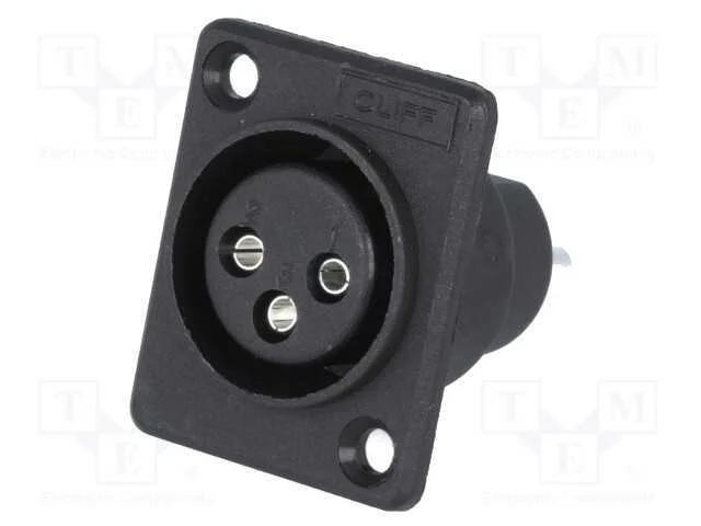 Tomada, Xlr, Fêmea, Pin: 3, para Painel,Roscado, Solda, Preta, 5a