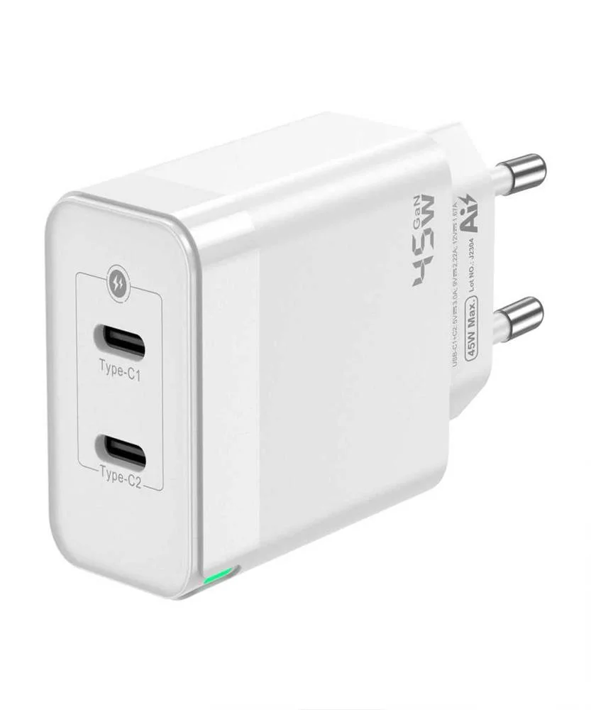 Cargador Gan de Pared Aisens Asch-45w2p005-W/ 2xu.