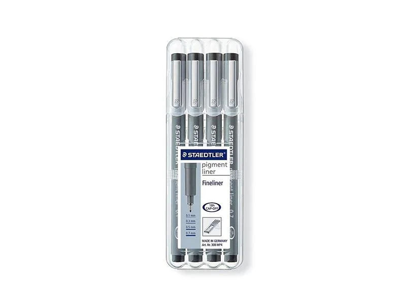 Staedtler Pigment Liner Schwarz 4st Box