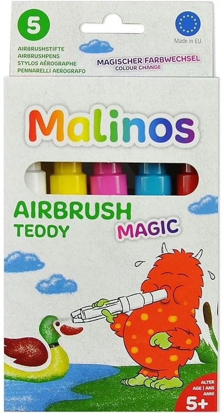 Canetas aerográficas Malinos Magic Teddy 5 cores+.