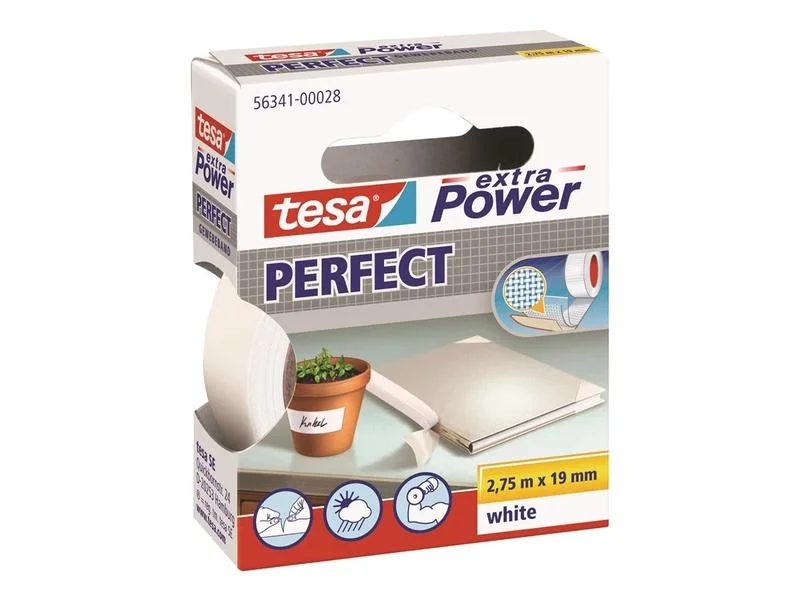 Tesa Extra Power Perfect Gewebeband 2,75m 19mm Weiß
