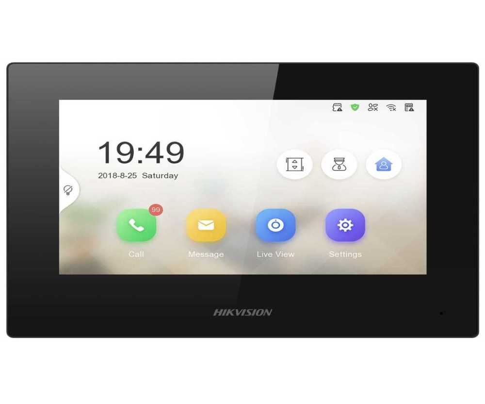 Monitor Adicional 7" Tátil P/ Vídeo Porteiro Preto - Hikvision
