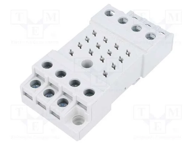 Base, PIN: 14, 10A, 250VAC, para trilho DIN, term.