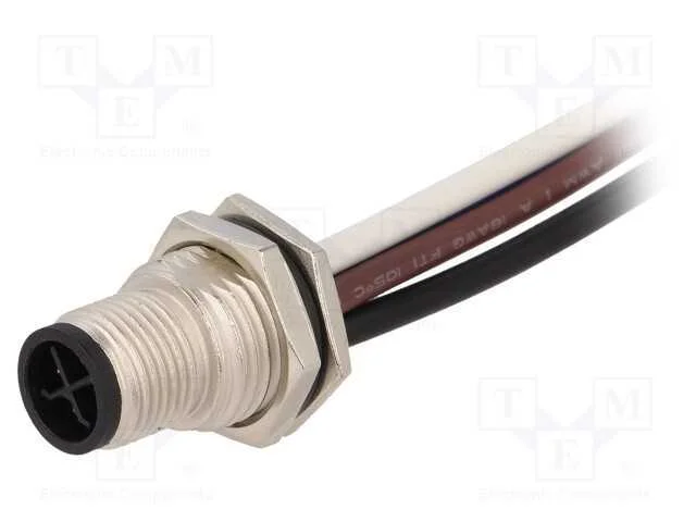 Tomada, M12, PIN: 4, macho, c&oacute;digo S-Power, fios,.