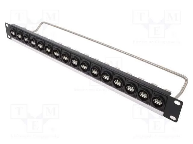 Patch Panel, Usb A, Roscado, Rack, M3, Altura: 1u, 19