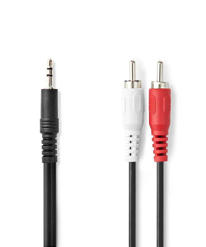 Cabo de Áudio Stereo  3.5mm Macho  2x Rca Macho  3m  Preto