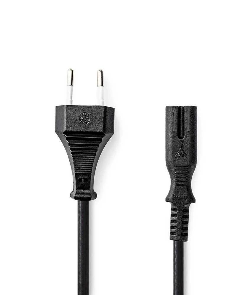 Cabo Alimentação  Euro Masculino  Iec-320-C7  1m  Pvc  Preto