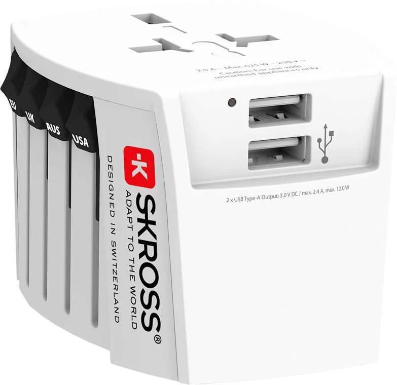 Muv Usb (2xa) Adaptador de Viaje Mundial Compacto.
