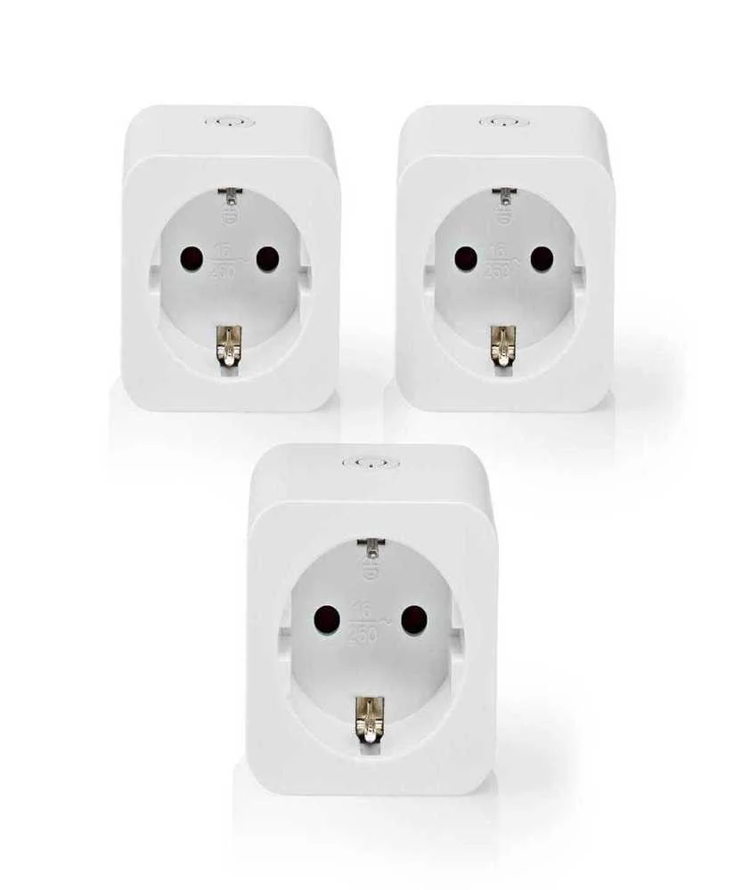 Tomada Inteligente Nedis Smartlife Smart Plug Wi-Fi 3680w com Medidor de Consumo (Pack-3)