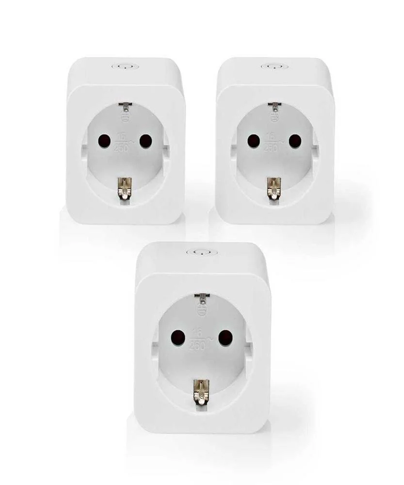 Tomada Inteligente Nedis Smartlife Smart Plug Wi-Fi 3680w com Medidor de Consumo (Pack-3)