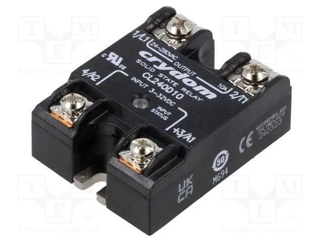 Relé: Semicondutores, Ucoma: 3÷32vdc, 10a, 24÷280vac, -40÷80c