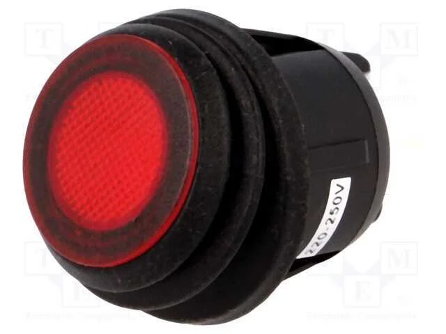 ROCKER, DPST, Pos: 2, ON-OFF, 20A/12VDC, vermelho.