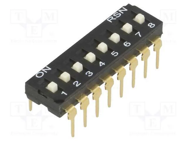 Interruptor: DIP-SWITCH, Quantidade de secções: 8.