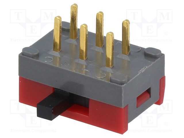 Interruptor: de corrediça, Pos: 2, DPDT, 0,4A/28V.