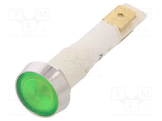 Luz indicadora: LED, plana, verde, 24VDC, 24VAC, .